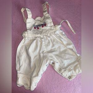 Botanique rose embroidery Cream Overalls vintage old stock denim cream overalls